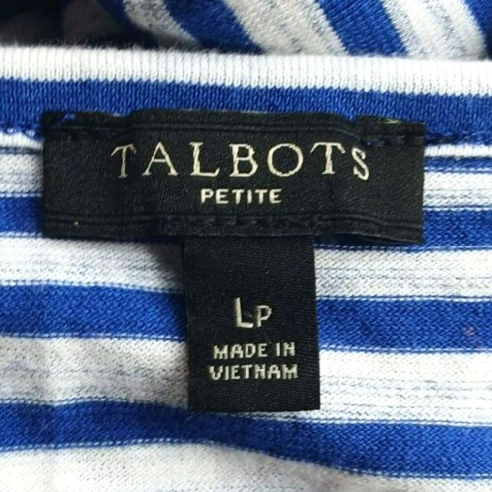 Talbots Striped Knee Length Dress PL Blue White Cotton Coastal Nautical Preppy - Picture 7 of 8